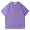 Camiseta de Algodón Puro Hombro Caído 200g Manga Corta Unisex Top Liso Estilo Coreano Moda Versátil Bordado de Logo Uniforme de Clase Ropa de Trabajo