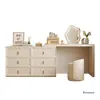 Penteadeira em L de Cor Creme de Luxo Leve, Mesa de Toucador para Quarto com Sensação de Alto Padrão, Cômoda e Armário de Armazenamento Integrados, Mesa de Maquiagem de Cabeceira