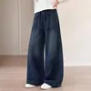 Calça Jeans Feminina Primavera e Outono 2026 Novas Roupas de Outono para Crianças Calça Versátil de Pernas Retas Crianças Maiores Calça de Cintura Alta de Pernas Largas