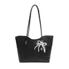 Bolso Tote de Color Sólido con Patrón de Tejido Transfronterizo para Mujer 2026 con Colgante de PU, Moderno, Retro, Gran Capacidad, para Viaje Diario, de Hombro Único, debajo del Brazo
