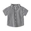 Verano Nuevo Niño Solapa Cuadros Casual Manga Corta Algodón Estilo Coreano Moda Cuadros Pequeños Botón Camisa Guapa