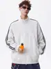 Sudadera con capucha de punto estilo americano de tres rayas con cuello alto para hombre, nueva llegada Otoño/Invierno, marca de moda, holgada, casual, chaqueta sudadera deportiva