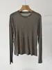 Camiseta com Toque de Pele Macia NudeLyocell, Seda, Lã Gola Redonda Manga Longa Camisa Base para Mulheres, 26 Outono Cor Sólida Top