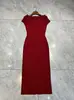 Vestido de Falda de Punto Recto de Manga Corta Ropa Nueva para Mujer Verano Adelgazante Ajustado que Resalta las Caderas Longitud Media