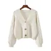 Suéter Feminino Soltinho com Gola, Estilo Preguiçoso, Roupa de Outono e Inverno, Novo Modelo 2026, Jaqueta Cardigan Curta com Toque Retrô
