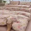 Conjunto de Roupa de Cama Macio e Amigo da Pele na Cor Creme, Peça Popular Transfronteiriça, Capa de Edredom Individual, Lençol de Cama para Quarto de Estudante, Conjunto de Roupa de Cama de Quatro Peças