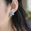 Aretes Retro de Flor de Cristal Azul, Estilo Cool, Nueva Chinoiserie, Aguja de Plata S925, Aretes Simples para Mujer