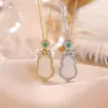 Collar Colgante de Ágata Calabaza de Plata de Ley S925 Yiluyin Nuevo Estilo Chino Fortuna y Prosperidad Cadena para Clavícula Conjunto de Collares de Plata para el Trabajo