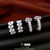 Pendientes de Zirconia de Aguja Plateada con Perlas de Doble Capa en Forma de C, Lujo Ligero, Sensación de Alta Gama, Pendientes Exquisitos, Pendientes Versátiles y Únicos de Estilo Minimalista