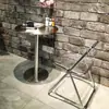 Estilo Industrial Mesa de Acero Inoxidable Mesa Redonda Pequeña Celebridad de Internet Tienda de Té con Leche Mesa y Sillas Transparentes Combinación de Conjunto Cafetería Silla Plegable