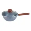 Xj52T Juego de Olla de Hierro de un Solo Mango con Tapa para Uso Doméstico, Antiadherente, para Sopa, Fideos Instantáneos, Desayuno, Tortillas, Suplemento Alimenticio para Bebés