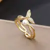 Anillo de Mariposa Amor Nuevo Transfronterizo Completo de Diamante para Mujer Anillo de Zirconia de Color Abierto Ajustable de Gama Alta Venta al por Mayor