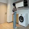 Jeans Reta para Comércio Transfronteiriço para Mulheres Nova Coleção Primavera/Verão 2025 Calça Larga Estreita Comprimento Total Petite Emagrecimento Cintura Alta