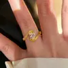Anillo de joyería de bambú con juntas cepillado a mano, moderno, exquisito, único, de alta gama, simple, versátil, microincrustado, personalidad, estilo fresco