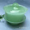 Xícara de chá de jade sintético tigela de chá chaleira estilo chinês tampa Tigela exposição presente comercial copo de vinho pequeno Branco escuro verde claro decoração