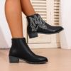 Comercio Exterior Nuevas Botas Europeas y Americanas de Talla Grande para Mujer Estilo Étnico Punta Fina Tacón Grueso Cremallera Botas de Moda Botines Bordados para Mujer