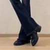 Mocasines de Suela Gruesa para Mujer 2026 Nuevos de Invierno Con Felpa Caliente Zapatos Pequeños de Cuero Lazo de Un Paso Slip-on Personas Bajitas Zapatos de Algodón