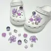 Corrente dourada girassol rosa compatível com Crocs luxo leve strass acessórios DIY flor de sapato decoração removível atacado fivela de sapato