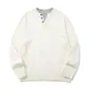 Rumeng marca retrô moderna estilo japonês, suéter simples color block para homens, outono, gola Henley, top de malha casual soltinho