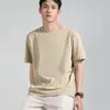 Camiseta de Manga Curta de Algodão Mercerizado com Amônia Líquida dos Anos 80 para Homens, Camiseta Básica de Verão Tamanho Grande, Top de Camiseta Masculina de Seda Gelada de Secagem Rápida