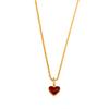 Colar de Concha Dupla Face Vermelho Amor Retro de Luxo Leve de Alta Qualidade Design Simples Elegante Versátil Corrente para Clavícula 18K