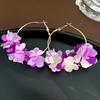 Estilo Vacaciones en la Playa Pendientes Flor de Pétalo de Círculo Grande Bohemios Versátiles Dulces Geométricos Pendientes de Flor de Tela para Mujer