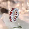 El más vendido en Europa y América, anillo de eternidad de diamante en forma de corazón, diseño entrelazado bicolor, totalmente incrustado con circonia, joyería versátil