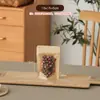 Sacos Kraft Auto-Selantes de Grau Alimentício com Zíper Transparente Auto-Suportes para Embalagem de Comida Cozida, Chá, Nozes e Grãos