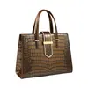 Bolso Grande de Mujer 2026 Nuevo Bolso Cruzado Tote con Patrón de Cocodrilo Bolso Retro para Mamá Bolso de Negocios