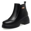 Botines de Suela Gruesa para Mujer 2025 Zapatos Cálidos para Mamá Nueva Otoño e Invierno Zapatos de Cuero Engrosados Forrados de Lana Suela de Plataforma Botas a Prueba de Frío