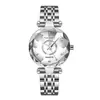 Relógio de Luxo Leve Coração do Oceano Douyin Mostrador de Diamante Vidro Multifacetado Brilhante Pulseira de Aço Sólido Relógio Feminino à Prova d'Água
