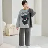 Pijama infantil plus size, roupão de manga longa de algodão puro oversized, conjunto de pijama para meninos, outono, desenho animado, solto, casual, estilo estudante