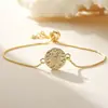 Pulsera Geométrica de Ornamentos de Cobre Chapado en Oro de 18K Incrustada con Circonita, Estilo Retro Simple Transfronterizo Aogu, Joyería de Mano de Personalidad de Nicho para Mujer, Nueva