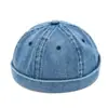 Gorro Liso de Mezclilla Lavada para Hombres y Mujeres, Estilo Callejero Personalidad Moda Sin Visera Gorro de Propietario, Hip-Hop Moderno Sombrero Dandi