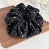 Estilo Coreano Tecido Plissado com Estampa de Cavalinho Bolinhas em Tela Elástica Prendedor de Cabelo Tipo Intestino Grosso para Mulheres Corda de Cabelo para Rabo de Cavalo Versátil de Alta Qualidade Flor de Cabeça