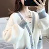 Otoño 2024 Nuevas Explosiones Suéter para Mujer Ropa Exterior Holgada Cárdigan de Punto Chaqueta de Terciopelo de Visón de Principios de Otoño