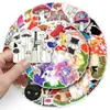 50 pegatinas de gato y hongo, lindos animales de dibujos animados, plantas, decoración impermeable, pegatinas para computadora, taza térmica, diario