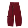 Colgante Decorativo Incrustado Jeans de Dobladillo Curvo para Hombre, Moda Urbana Holgada Diseño Deconstruido Versátil Pantalones de Pierna Ancha Hasta el Suelo