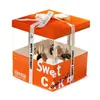 Caja de embalaje transparente para pastel de cumpleaños 6 4 pulgadas 4 seis ocho ocho diez 10 elevación 12 cintura sellar caja de embalaje naranja