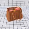 Cesta de Compras de Plástico Tejido Imitación Ratán Bolso de Mano con Orejas Vivas Cesta de Flores y Verduras Regalo de Acompañamiento Cesta de Almacenamiento