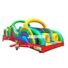 Carrera de obstáculos inflable multinivel, equipo de diversión inflable para exteriores con temática de arcoíris, equipo inflable para actividades de team-building