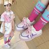 Tênis de skate infantil versátil moda 2024 verão novo meninas coreanas com velcro sapatos casuais sapatos infantis da moda para meninos
