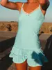 Vestido de tiras a rayas con encaje y volantes, estilo chica dulce retro americano Y2K, superventas en comercio transfronterizo europeo y americano