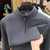 Camiseta Térmica Catiônica DeRong 300g Masculina Outono 2026 Nova Zíper Gola Alta Casual Quente Moletom Masculino