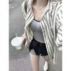 Chamarra Camisa Rayada Estilo Coreano con Protección Solar para Mujer, Nuevo Top Suelto de Verano Estilo Francés con Diseño Único, Camisa Delgada