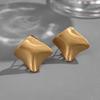 Estilo Frío Simple Sentido de Alta Gama Aretes Geométricos Irregulares Cuadrados Cobre Chapado en Oro Lujo Ligero Nicho Aretes Distintivos para Mujer