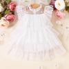 Amazon Vestido Dulce de Malla para Niñas Europeas y Americanas con Puntos Ondulados y Terciopelo Vestido Pastel Primavera y Verano Lindo Vestido de Princesa
