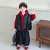 Conjunto de Roupa para Meninos Primavera e Outono, Conjunto de Três Peças com Colete de Couro Estiloso para Crianças, Moletom com Capuz Casual para Meninos Pequenos, Moda Outonal Tendência