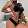 TZ123 transfronterizo para damas diamante caliente brillante encaje cuello ropa sexy ropa interior manga larga red ropa body lin