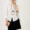 Camisa de manga larga con cintura azul para mujer, diseño de primavera y otoño, plisada, ajustada y adelgazante, top interior de otoño para mujer